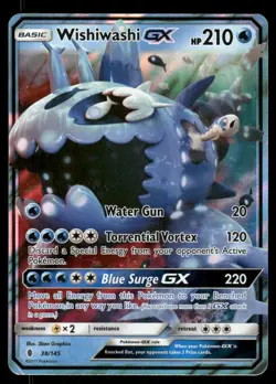 Pokemon Cards Wishiwashi GX 38/145 Guardians Rising Holo Ultra Rare NM - Image 1