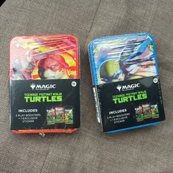 Magic The Gathering Teenage Mutant Ninja Turtles Leonardo and Raphael Tins Lot 2 - Image 1