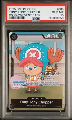 2025 One Piece Championship 2025-26 Event Pack Tony Tony Chopper 065 PSA 10 - Image 1