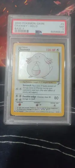 Pokemon Card Chansey 3/130 Base 2 Set Holo PSA 7 - Image 1