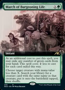 March of Burgeoning Life - Extended Art Kamigawa: Neon Dynasty NM MTG - Image 1