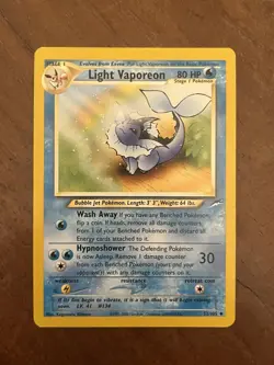 Light Vaporeon 52/105 set Neo Destiny Pokemon Card Eng Vintage - Image 1