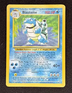 Pokemon TCG Blastoise 2/102 Base Set Holo Rare Stage Error LP-MP - Image 2