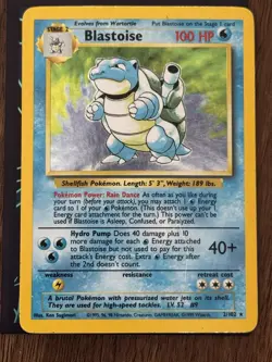 Pokemon TCG Blastoise Holo Rare Card Base Set 2/102 Vintage - Image 1