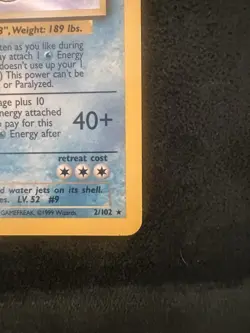 Pokemon TCG Blastoise Base Set Holo 2/102 Rare Vintage WOTC Unlimited - LP/NM - Image 2