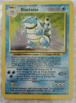Pokemon TCG Blastoise Holo Rare Card Base Set 2/102, 1995, 96, 98 1st Edition - Image 1