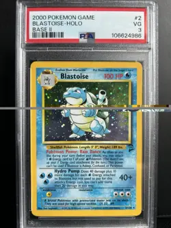 Pokemon TCG 2000 Blastoise 2/130 Base Set 2 Holo Rare PSA 3 - Image 1