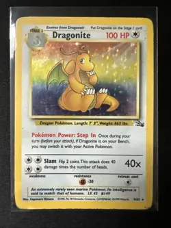 Pokemon TCG Dragonite 4/62 Fossil Holo - Image 1
