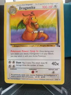 Pokemon TCG Dragonite 19/62 Base Set Fossil Non-Holo Card - Image 1