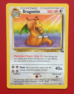 Pokemon TCG Dragonite 19/62 Fossil Regular Non Holo Rare Card LP - Image 1