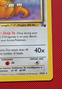 Pokemon TCG Dragonite 19/62 Fossil Regular Non Holo Rare Card LP - Image 4