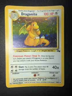 Pokemon TCG Dragonite 4/62 Fossil Unlimited Rare Holo Pokemon Card WOTC - Image 1