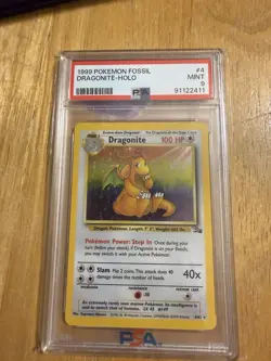 Pokemon TCG Dragonite Fossil Holo Rare 4/62 1999 English PSA 9 WOTC - Image 1