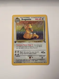 Pokemon TCG Dragonite 1st Edition Fossil Holo Card LP - Image 1