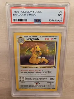 PSA 7 - Pokemon Dragonite Holo - Fossil Unlimited - 4/62 - WOTC 1999 Rare TCG - Image 1