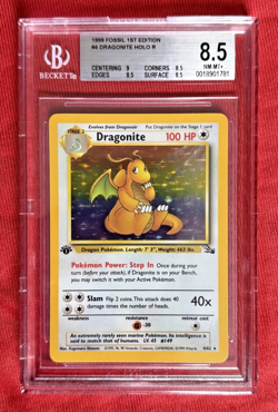Pokemon TCG Dragonite Fossil 4/62 Holo 1st Edition Holo Rare Beckett 8.5 NM-MINT - Image 1
