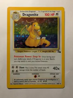 Pokemon TCG Dragonite Fossil Holo Unlimited Rare Card 4/62 - Image 1
