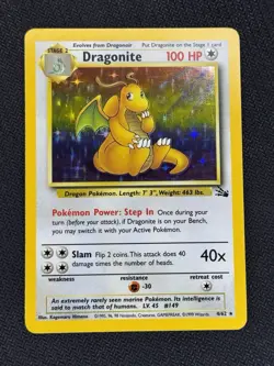 Pokemon TCG Dragonite 4/62 Fossil Holo Rare Card Near Mint Condition - Image 1
