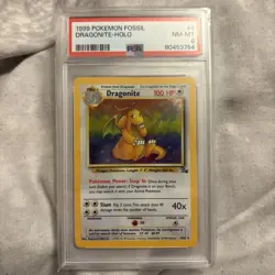 Pokemon TCG Dragonite Fossil Holo Unlimited Rare Card 4/62 Graded PSA 8 - Image 1