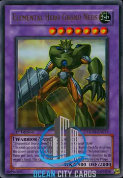 Yugioh Ultra Rare Elemental Hero Grand Neos STON-EN035 1st Edition - Image 1