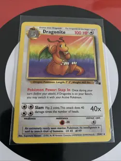 Pokemon TCG Dragonite Fossil Card 19/62 Regular Rare, Non-Holo - Image 1