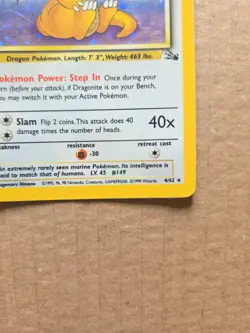 Pokemon TCG Dragonite Fossil Holo Unlimited Rare Card 4/62 - Image 3
