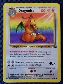 Pokemon TCG Dragonite Fossil Card 19/62 Non-Holo Unlimited Rare - Image 1