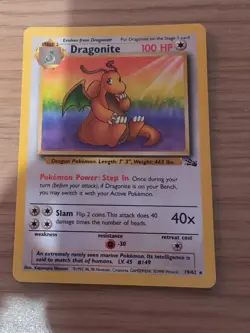 Pokemon TCG Dragonite Fossil Set non Holo Rare Vintage WOTC 19/62 – LP Condition - Image 2