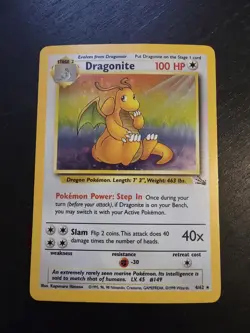 Pokemon TCG 1999 Fossil Dragonite Holo Rare 4/62 MP Vintage - Image 1