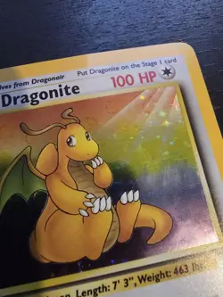 Pokemon TCG 1999 Fossil Dragonite Holo Rare 4/62 MP Vintage - Image 2
