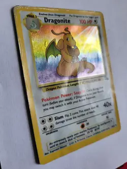 Dragonite Fossil Holo Rare 4/62 Water Damaged Vintage Pokemon TCG WOTC 1999 Card - Image 3