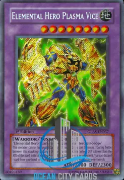 Yugioh Elemental Hero Plasma Vice GLAS-EN037 Secret Rare 1st Edition NM - Image 1
