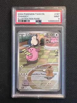 2023 Pokemon Twilight Masquerade CHANSEY Illustration Rare 187/167 PSA 9 - Image 1