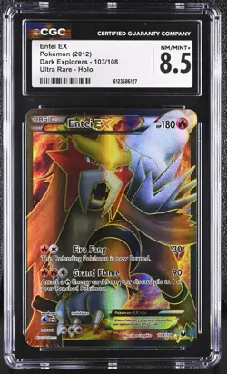 CGC 8.5 Entei EX 2012 Dark Explorers 103/108 Ultra Rare Holo Pokemon Card - Image 1