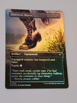 1x Swiftfoot Boots, Borderless Art Foil, Foundations, Magic MTG NM x1 - Image 1