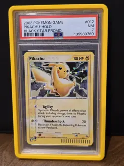 2003 Pokemon Game Pikachu Black Star Promo #012 Holo PSA 7 NM - Image 1