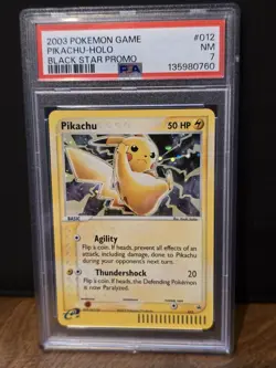 2003 Pokemon Game Pikachu Black Star Promo #012 Holo PSA 7 NM - Image 3
