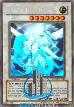 Yugioh Power Tool Dragon RGBT-EN042 Ghost Rare 1st Edition Damaged - Image 1