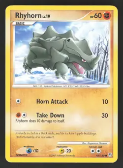 Rhyhorn 95/130 Pokemon TCG Diamond and Pearl LP - Image 1