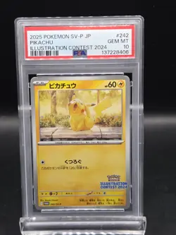 PSA 10 2025 POKEMON JAPANESE SV-P PROMO ILLUSTRATION CONTEST 2024 #242 PIKACHU - Image 1