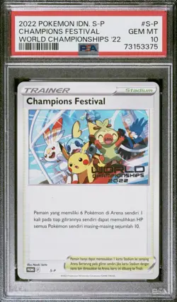 2022 Pokemon INDONESIAN World Championships Champions Festival S-P PSA 10 GEM - Image 1