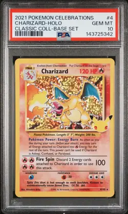 2021 POKEMON CELEBRATIONS CLASSIC COLL #4 CHARIZARD-HOLO PSA 10 - Image 1