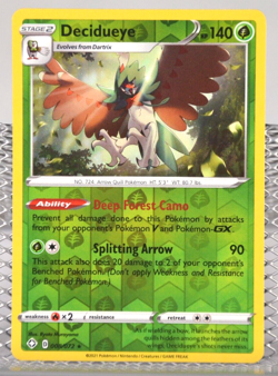 Pokemon TCG Shining Fates Decidueye 008/072 Reverse Holo Rare - Image 2
