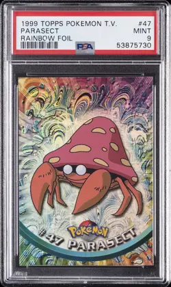 1999 TOPPS POKEMON TV RAINBOW FOIL #47 PARASECT PSA 9 - Image 1