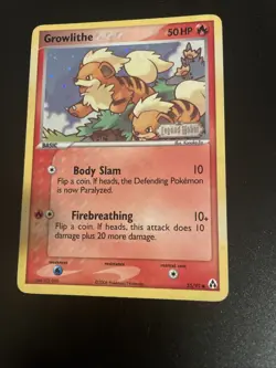 Growlithe 55/92 EX Legend Maker Reverse Holo Stamped 2006 Nintendo Pokemon Card - Image 1