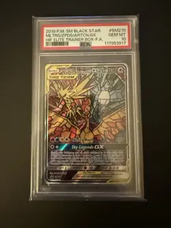 2019 Pokemon Black Star Promos Moltres & Zapdos Articuno Tag Team #SM210 PSA 10 - Image 1