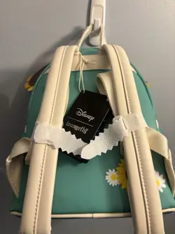 Loungefly Disney Minnie Mouse Sunflower Mini Backpack Teal Cream White Bow - Image 5