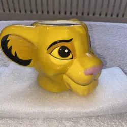 Disney The Lion King Simba Ceramic Yellow Mug 3D Lion Head - Image 1