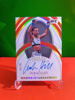 2022 Panini UFC Immaculate Angela Hill Marks of Greatness Auto Gold /10 - Image 1