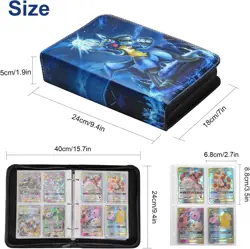 Leather Pokemon Cards Binder Album Book Game Card Collectors Portfolio 400 Slots - Image 5
